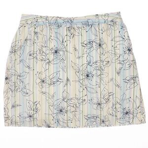 Tehama Skort Skirt Size 8 Womens Floral White Blue Zip Pocket Stretch 29x16.5